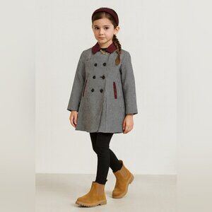 Kids Vintage Holt Renfrew Houndstooth Burgundy Collar Academia Coat 6